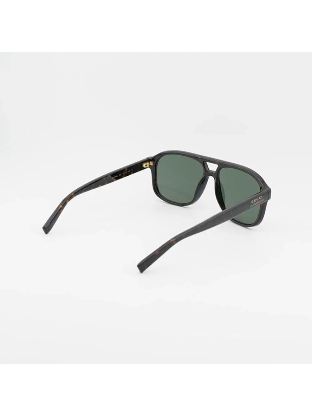 Gucci GG1856S 002 Sunglasses Dark Havana Aviator Frame, Green Lenses